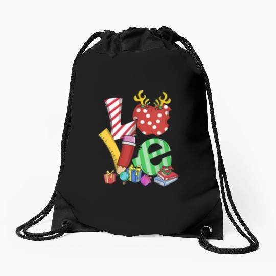 Love Teacher Math Christmas Teacher Life Matching Drawstring Bags