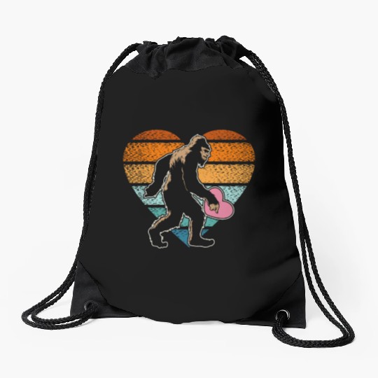 Valentines Day Hearts Day Cupid Bigfoot Believer Drawstring Bags