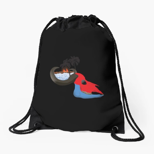 buffalo skull colorful Drawstring Bags