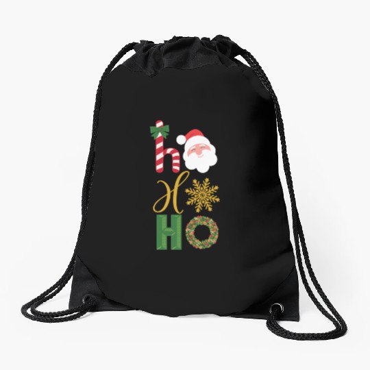 Ho Ho Ho Christmas icons Drawstring Bags