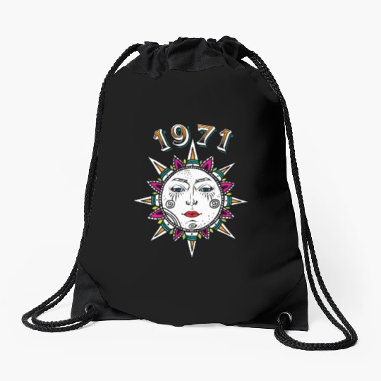 1971 Sun Face Drawstring Bags