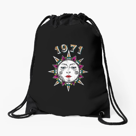 1971 Sun Face Drawstring Bags