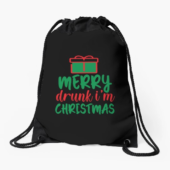 Merry Drunk I m Christmas Drawstring Bags