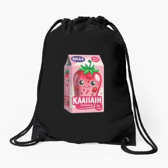 Strawberry Milk Kawaii Drawstring Bags