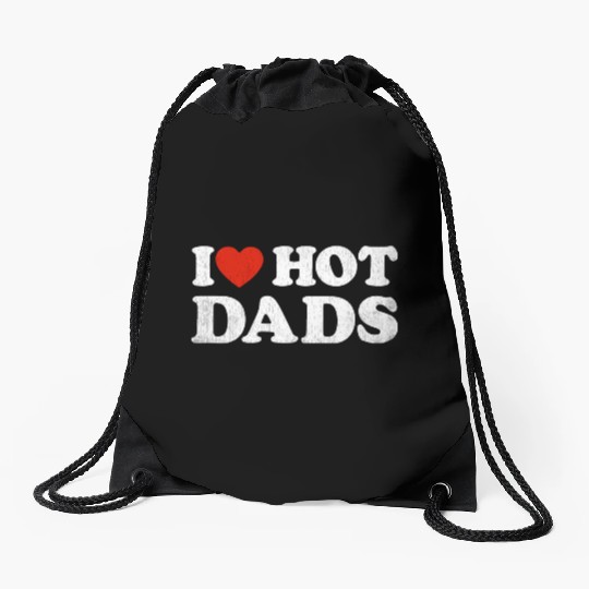 I Heart Hot Dads Outfit Y2K Adult Humor I Love Drawstring Bags