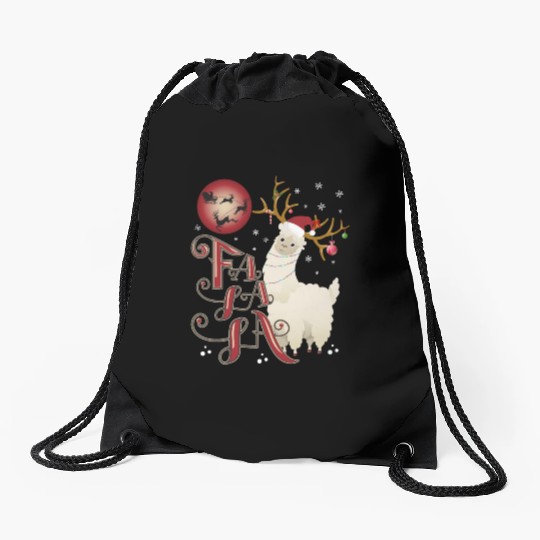 Fa la la llama xmas christmas Drawstring Bags