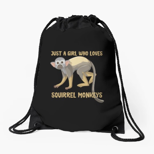 Just a girl who loves squirrel monkeys Drawstring Bags