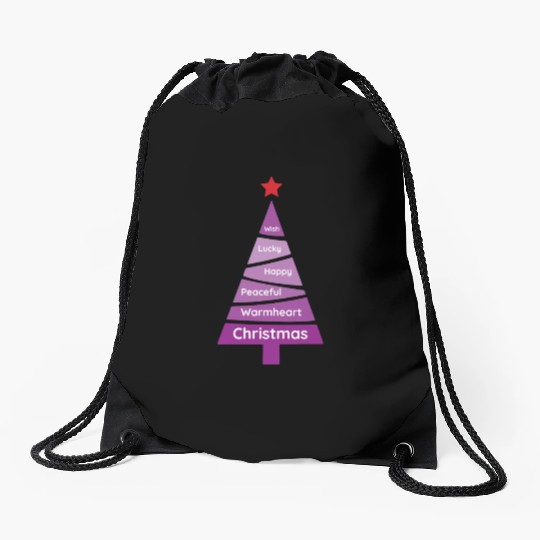 Minimalist Fandango Purple Christmas Pine Drawstring Bags