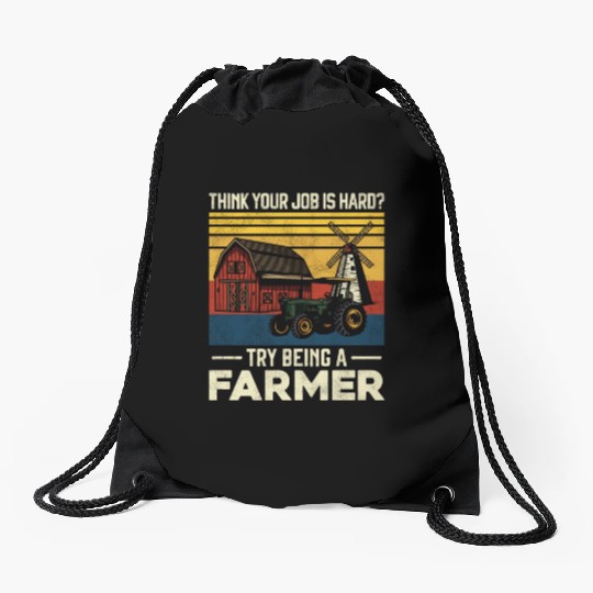 Farming Farmer Vintage Tractor Drawstring Bags