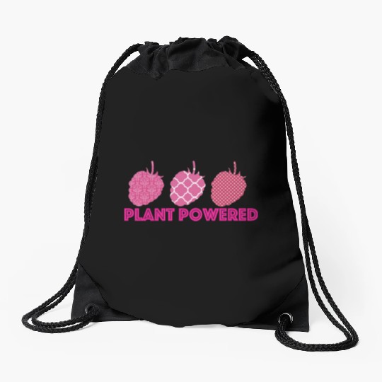 x27 Plant Powered x27 Vegan raspberry Drawstring Bags