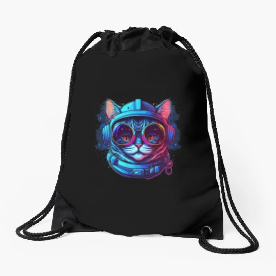 Space Cat Drawstring Bags