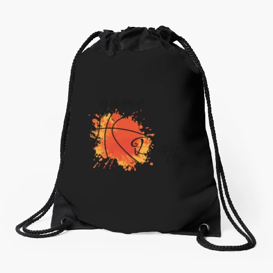 Game Day Basketball Lightning Bolt Drawstring Bags