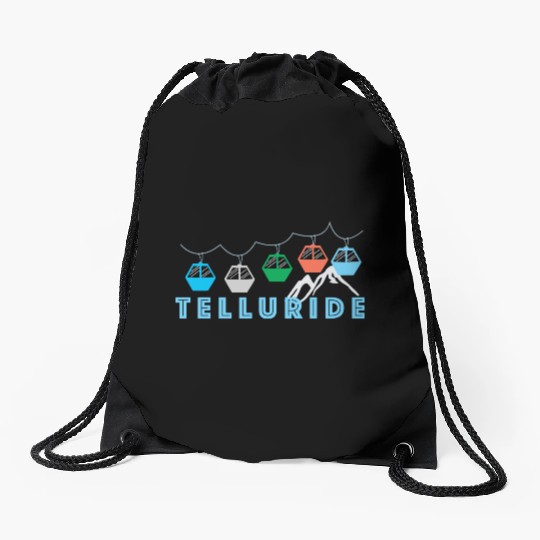 Colorado Ski Mountain Gondola Telluride Drawstring Bags