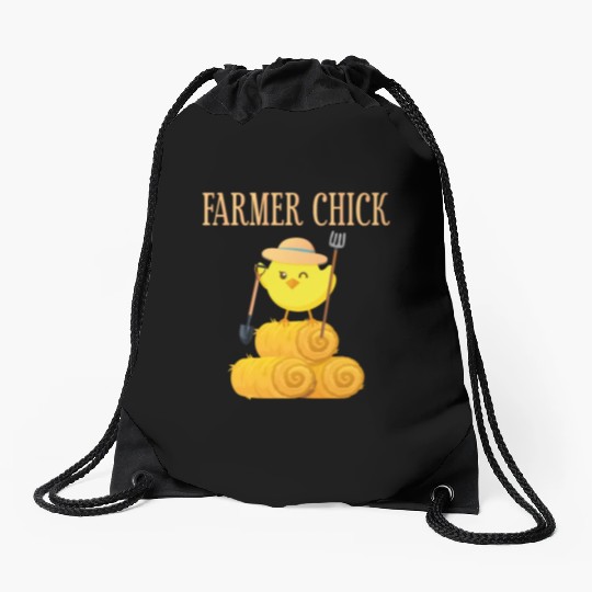 Farming Farmer Girl Chicken Farmer Drawstring Bags