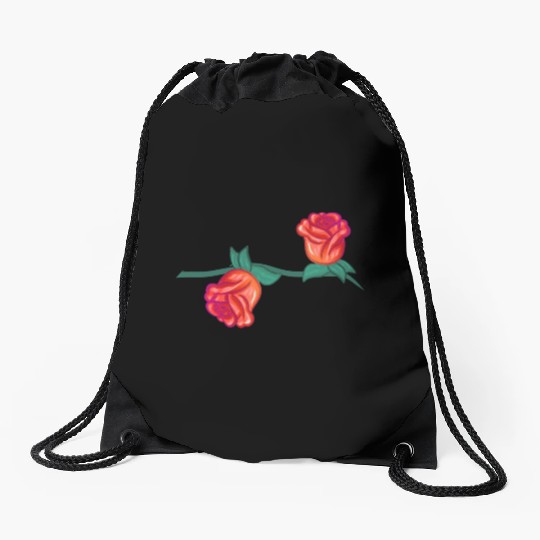 red plants line flower rose branch nature Drawstring Bags