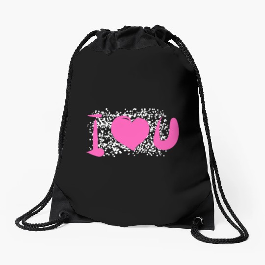 heart pattern dots i love you Drawstring Bags