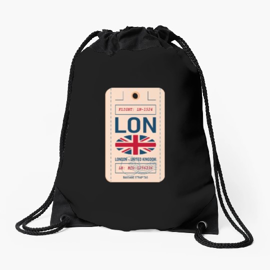 LONDON (LON) Airline Luggage tag United Kingdom Drawstring Bags