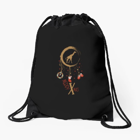 Winter dreamcatcher Christmas Giraffe Drawstring Bags