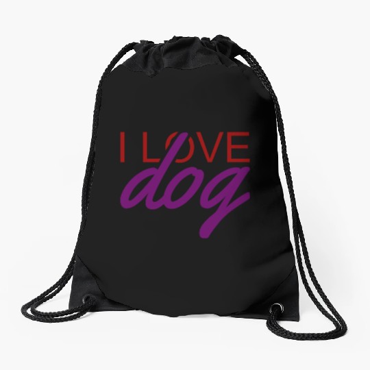 I LOVE DOG Drawstring Bags