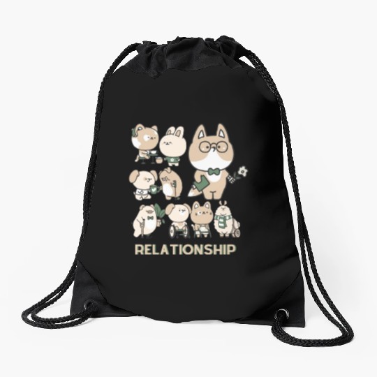 My pets relationship Drawstring Bags