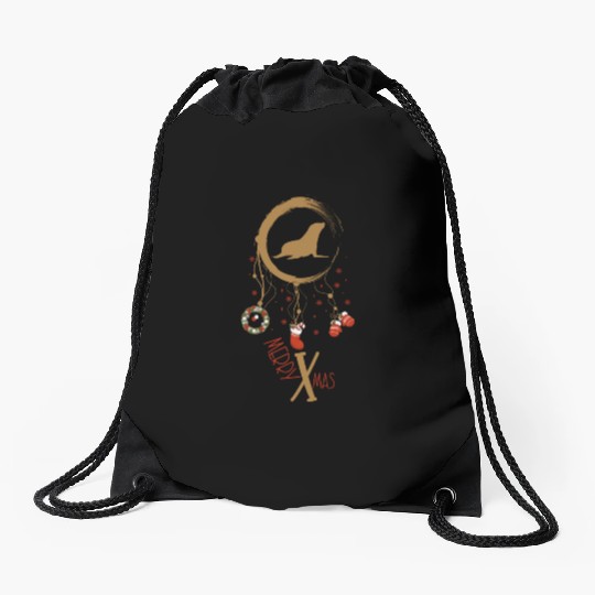 Winter dreamcatcher Christmas Seal Drawstring Bags