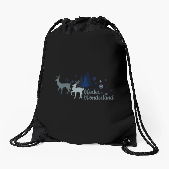 Let's meet in winter wonderland Drawstring Bags
