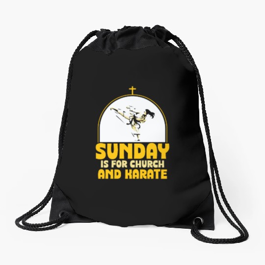 Sunday is for church and Karate Drawstring Bags