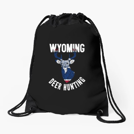 Wyoming Deer Hunting Buck Stag Hunter Drawstring Bags