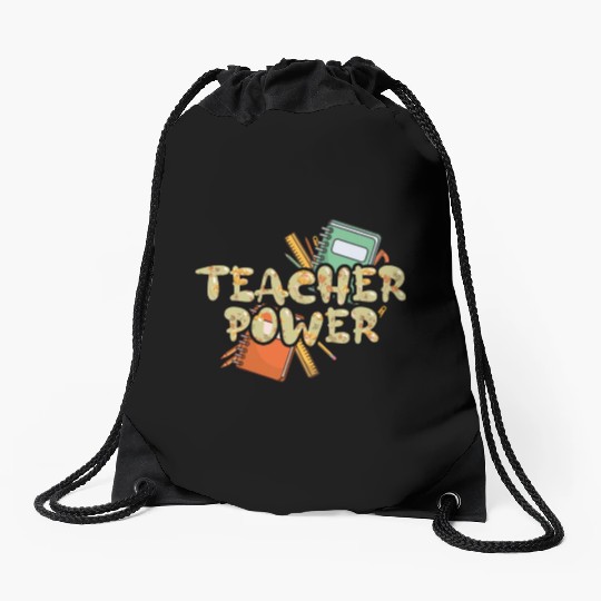 Teacher Power 100th Day Happy 100 Days Of School Drawstring Bags