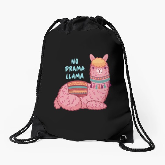 Llama Funny No Drama Llama Lover Drawstring Bags