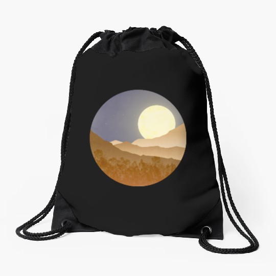 Nightscape with full moon Drawstring Bags