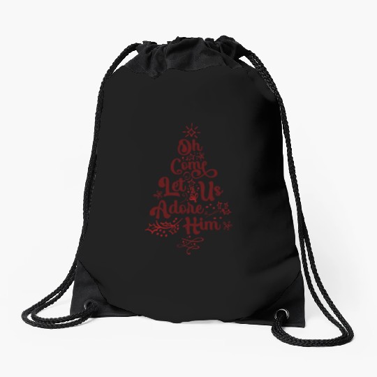 Oh Come Let Us Adore Him Religious Jesus Drawstring Bags