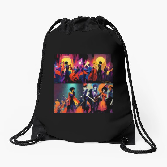 Jazz girls, jazz painting with beautiful girls Drawstring Bags