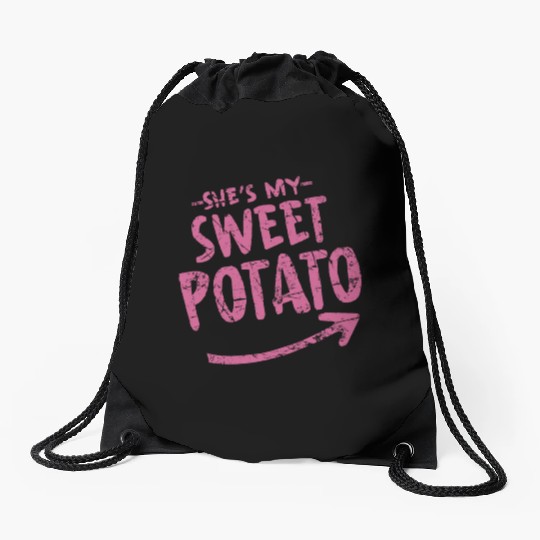 she is my sweet potato Drawstring Bags