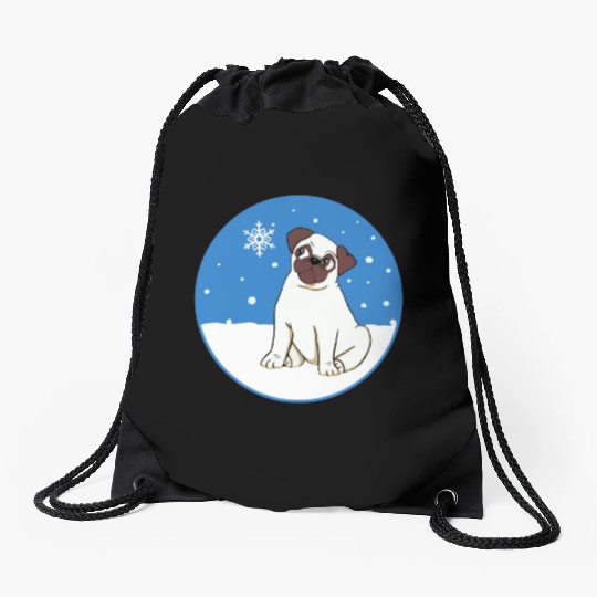Curious Pug Drawstring Bags