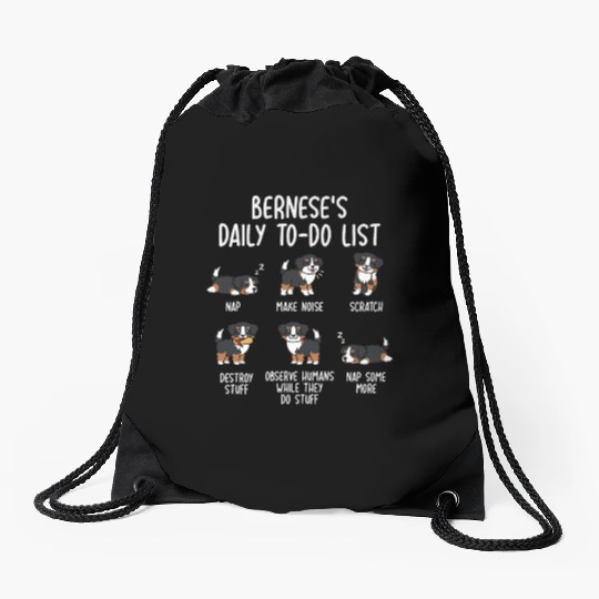 Bernese Mountain Dog Daily To Do List Drawstring Bags
