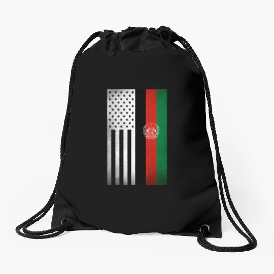 Afghanistan Design for proud Afghan Americans Drawstring Bags