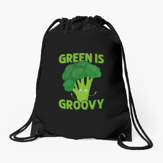 Green Is Groovy Broccoli Vegetable Drawstring Bags