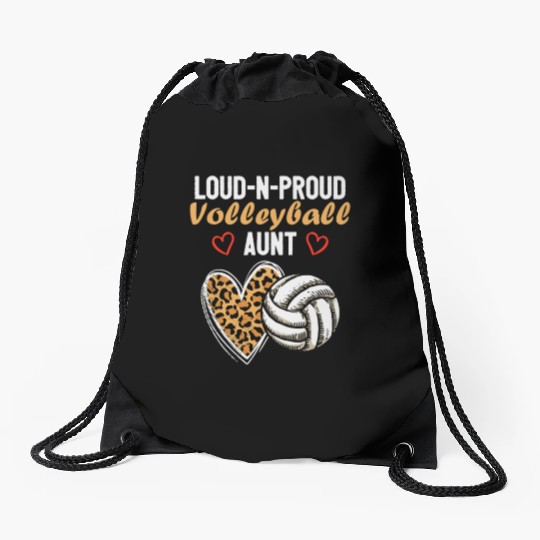Loud-N-Proud Volleyball Aunt Birthday Party Family Drawstring Bags