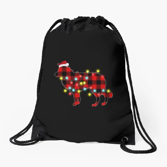 Border Collie Christmas Dog Lover Pajamas Drawstring Bags