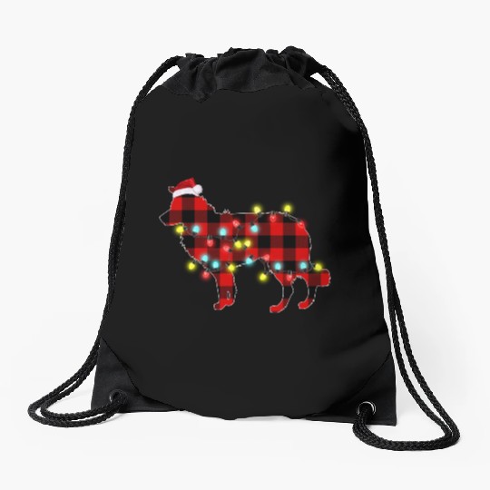 Border Collie Christmas Dog Lover Pajamas Drawstring Bags