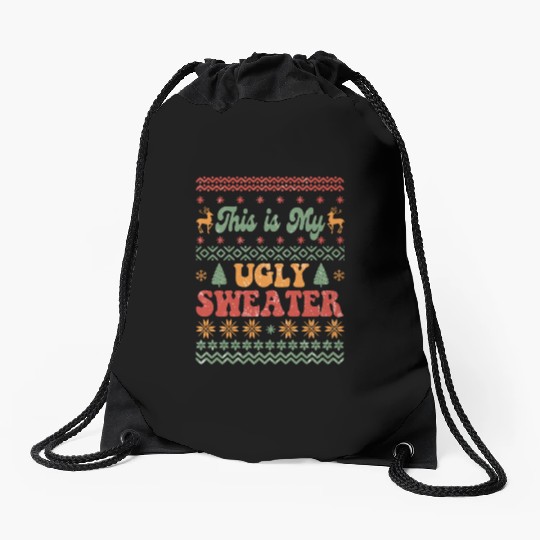 This is my ugly sweater sublimation Drawstring Bags