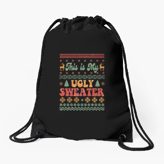 This is my ugly sweater sublimation Drawstring Bags