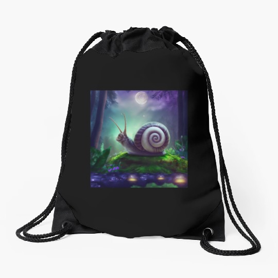 Spiral Moongazing Snail Ombre Aqua Lavender sky Drawstring Bags