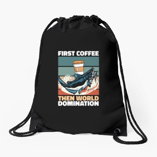 Catfish Fishing Coffee Drawstring Bags