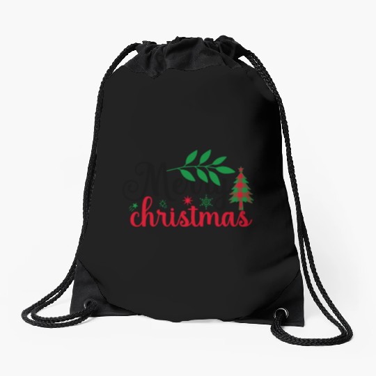 Xmas Merry Christmas Buffalo Plaid Fir Tree Drawstring Bags