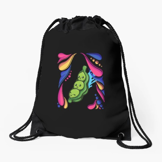 Pea Vegetable Vegan colorful Drawstring Bags
