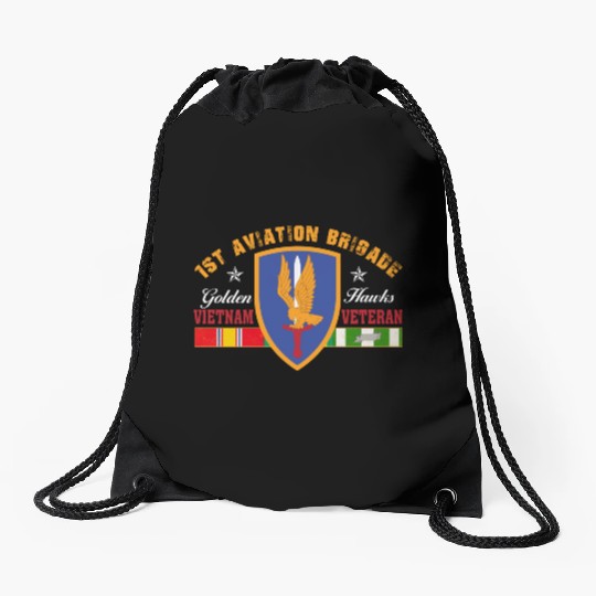 1st Aviation Brigade Vietnam Veteran Golden Hawks Drawstring Bags