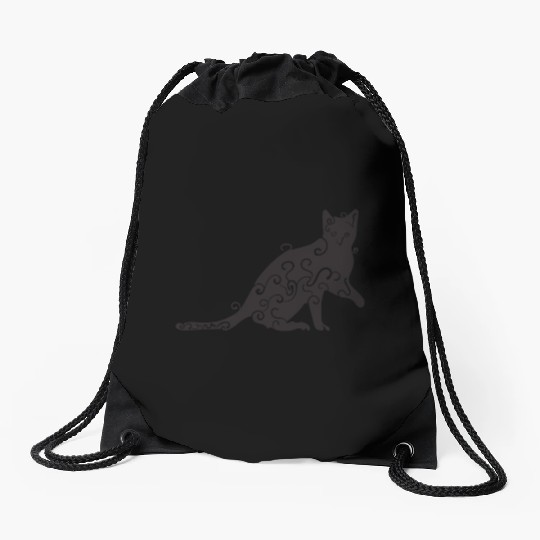 Black magic Cat desk mat , black cat holding on Drawstring Bags