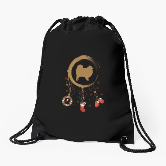dog dreamcatcher Christmas Pomeranian Drawstring Bags